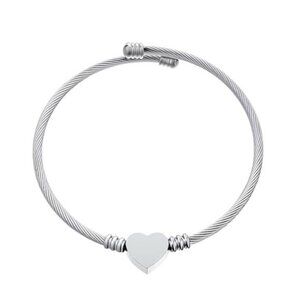 Heart Charm Bracelet Stainless Steel Love for Women Romantic Gift